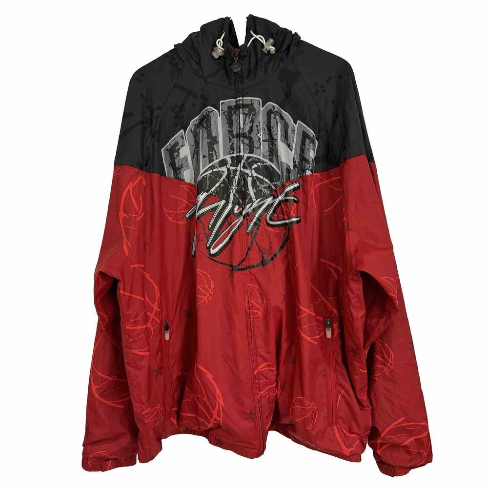Nike Air Force Flight Red Black Jacket  Zippered Front Pockets Hooded XXL